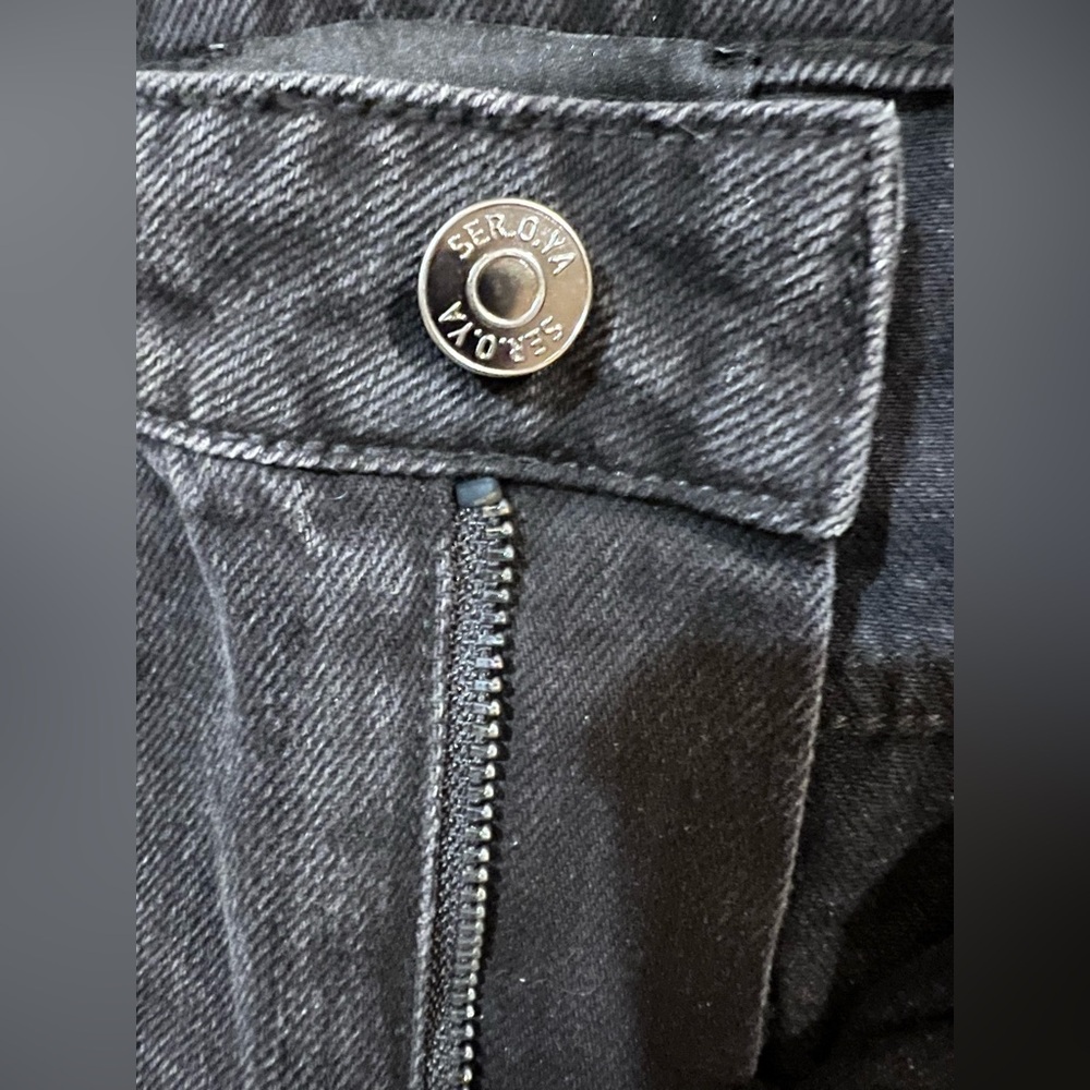 SER.O.YA Margot Cuffed Wide Leg Jeans Midnight Distressed NWOT Size 26 Revolve - Picture 10 of 12
